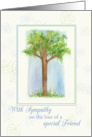 With Sympathy For Loss of Friend Tree Watercolor Illustration card