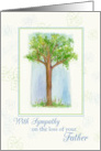 With Sympathy For Loss of Father Tree Watercolor Illustration card