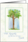With Sympathy For Loss of Uncle Tree Watercolor Illustration card