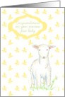 First Baby Congratulations Lamb Yellow Flower Blossom card