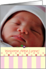 Birth Annoucement Baby Girl Pink Dots Photo card