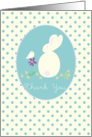Baby Shower Gift Thank You Rabbit Bird Blue Polka Dot card