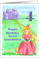 Happy 4th Birthday Grandniece Princess Castle Illustration card