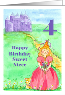Happy 4th Birthday Sweet Niece Princess Castle Illustration card