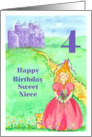 Happy 4th Birthday Sweet Niece Princess Castle Illustration card