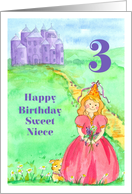 Happy 3rd Birthday Sweet Niece Princess Castle Illustration card