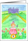 Happy 1st Birthday Goddaughter Princess Castle Illustration card