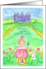 Happy 2nd Birthday Step Daughter Princess Castle Illustration card