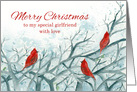 Merry Christmas Girlfriend With Love Cardinals Trees card