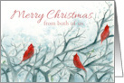Merry Christmas From Both of Us Cardinal Birds Winter Trees card