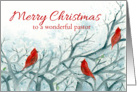 Merry Christmas Pastor Cardinal Birds Winter Trees card
