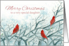 Merry Christmas Daughter Cardinal Birds Winter Trees card