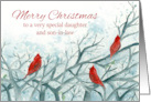 Merry Christmas Daughter and Son in Law Cardinal Birds Winter Trees card