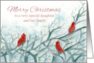 Merry Christmas Daughter and Family Cardinal Birds Winter Trees card