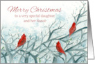 Merry Christmas Daughter and Fiance Cardinal Birds Winter Trees card