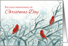 For Your Anniversary on Christmas Cardinal Bird card