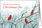 Happy Anniversary on Christmas Eve Cardinals card