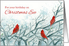 Happy Birthday on Christmas Eve Cardinals Trees card