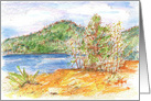 Mountain Lake Landscape Watercolor Sketch card