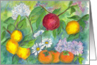 Happy Birthday Lemons Fruit Floral Watercolor Fine Art card