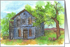 Happy Birthday Blue Vintage House Watercolor card