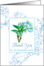 Thank You For The Music Blue Watercolor Flower Blossoms card