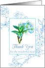 Thank You For The Meal Blue Watercolor Flower Blossoms card