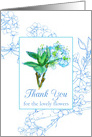 Thank You For The Flowers Blue Watercolor Flower Blossoms card