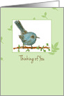 Thinking of You Gnatcatcher Bird Watercolor Painting card