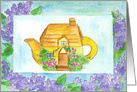 Teapot Lilac Flowers Watercolor Blank card