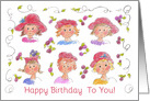 Happy Birthday Ladies in Red Hats Illustration card