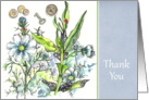 Thank You Botanical Floral Garden Art Lady Bugs card