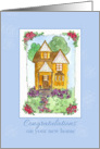 New Home Congratulations Victorian Cottage Watercolor Painting card