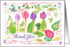 Thank You Pink Purple Watercolor Tulip Painting card