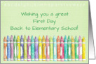 First Day Back to Elementary School Color Crayons card