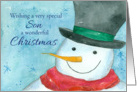Merry Christmas Son Snowman Snowflakes Watercolor card