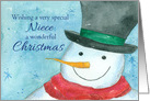 Merry Christmas Niece Snowman Snowflakes card