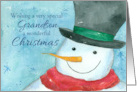 Merry Christmas Grandson Snowman Snowflakes Watercolor card