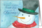 Merry Christmas Birth Son Snowman Watercolor card