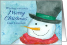 Merry Christmas Great Grandson Snowman Watercolor card