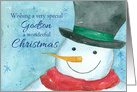 Merry Christmas Godson Snowman Watercolor card