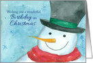 Happy Birthday on Christmas Snowman Watercolor card
