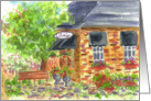 Thank You Card Cottage Cafe Watercolor Fine Art Painting card