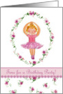 Ballerina Little Girl Birthday Party Invitation Watercolor Roses card