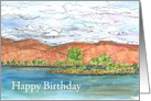 Happy Birthday Mountain Lake Clouds card