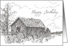 Happy Birthday Cabin Desert Black And White card