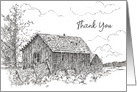 Thank You Cabin Desert Landscape Black and White card