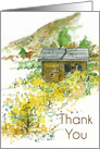 Thank You Autumn Desert Cabin Landscape Sketch card