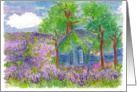 Thank You Lavender Flower Field Landscape Watercolor Painting card