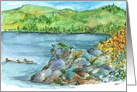 Ducks Mountain Lake Watercolor Art Blank card